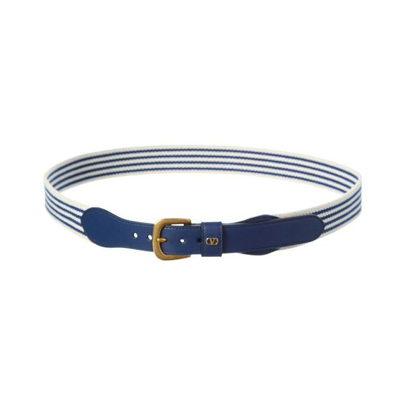 Valentino Vlogo Signature Ribbon & Leather Belt, Blue